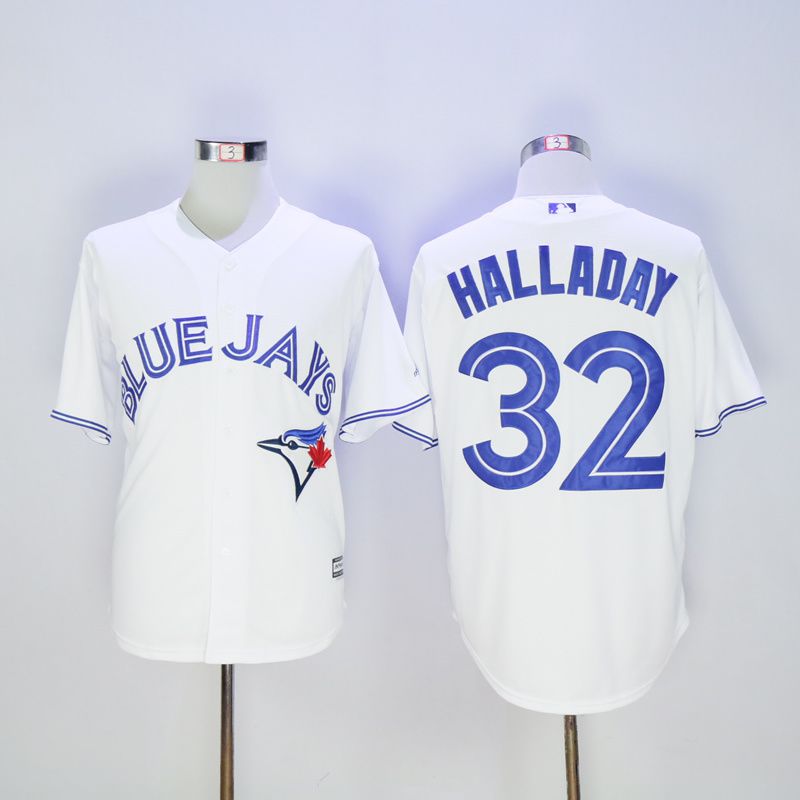 Men Toronto Blue Jays 32 Halladay White MLB Jerseys